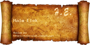 Halm Elek névjegykártya